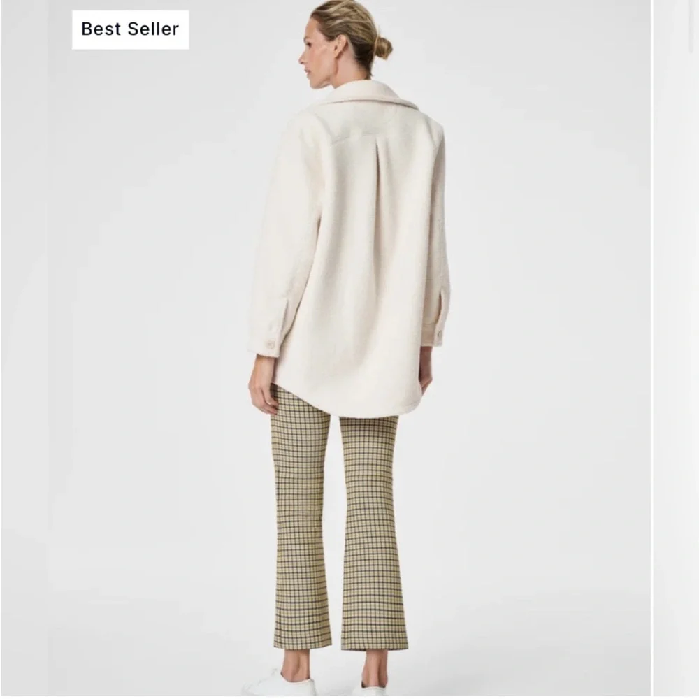 SPANX Jackets & Coats Luxe Fleece Shirt Ecru Off White. size XL - Picture 2 of 10